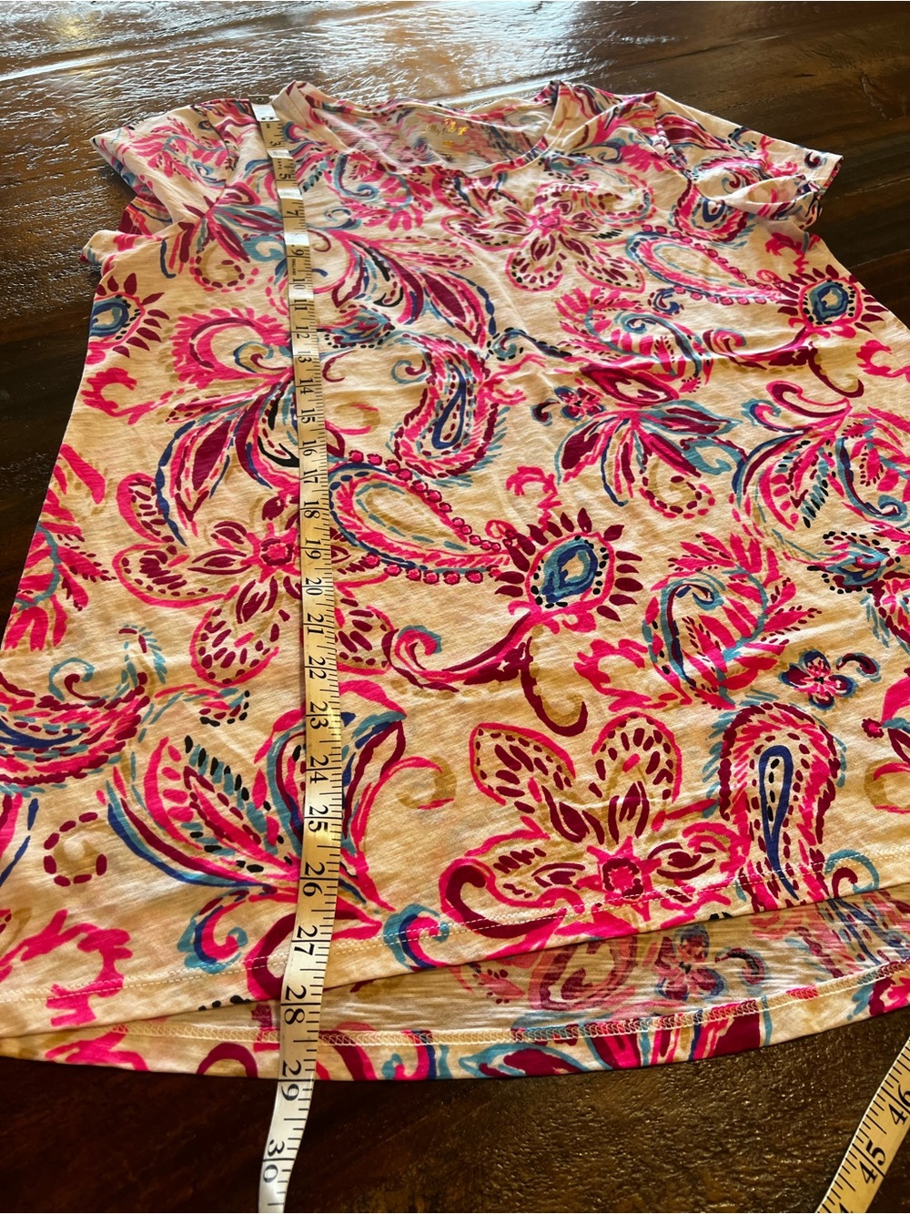 Lilly Pulitzer Pink & Turquoise Paisley Short-Sleeve Top - Picture 9 of 14